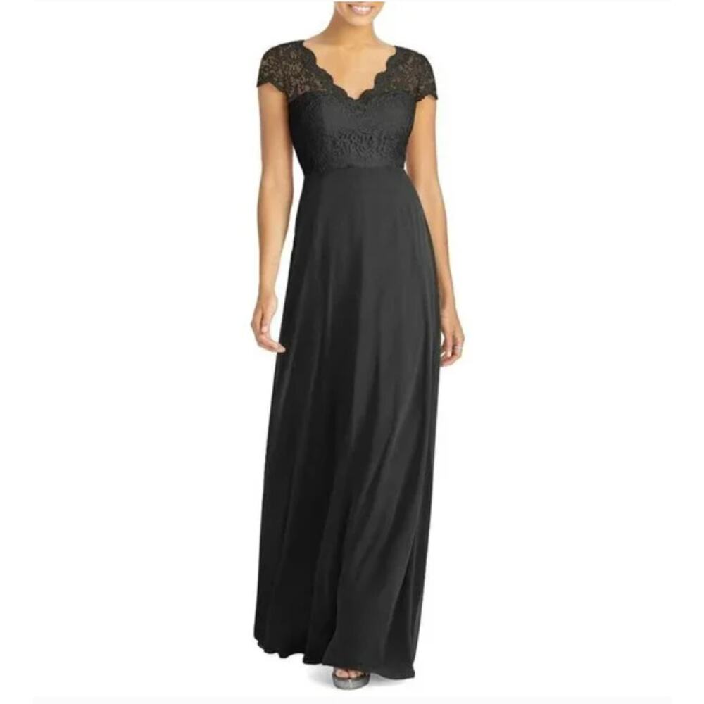 NWT Dessy Collection Lace & Chiffon Cap Sleeve Gown 3033S size 14